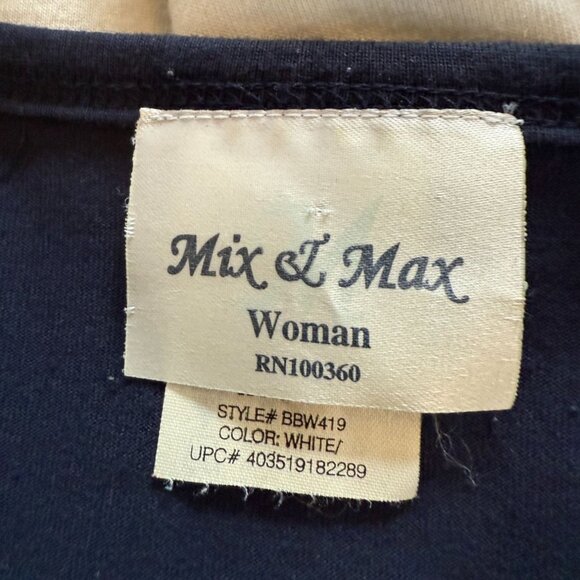 Mix & Max Woman Plus Size 26W 28W Nautical Embroidered T-Shirt Navy Coastal - Picture 3 of 10